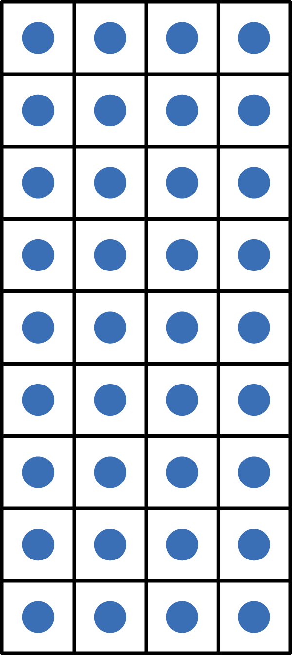 an array of 9 rows by 4 columns