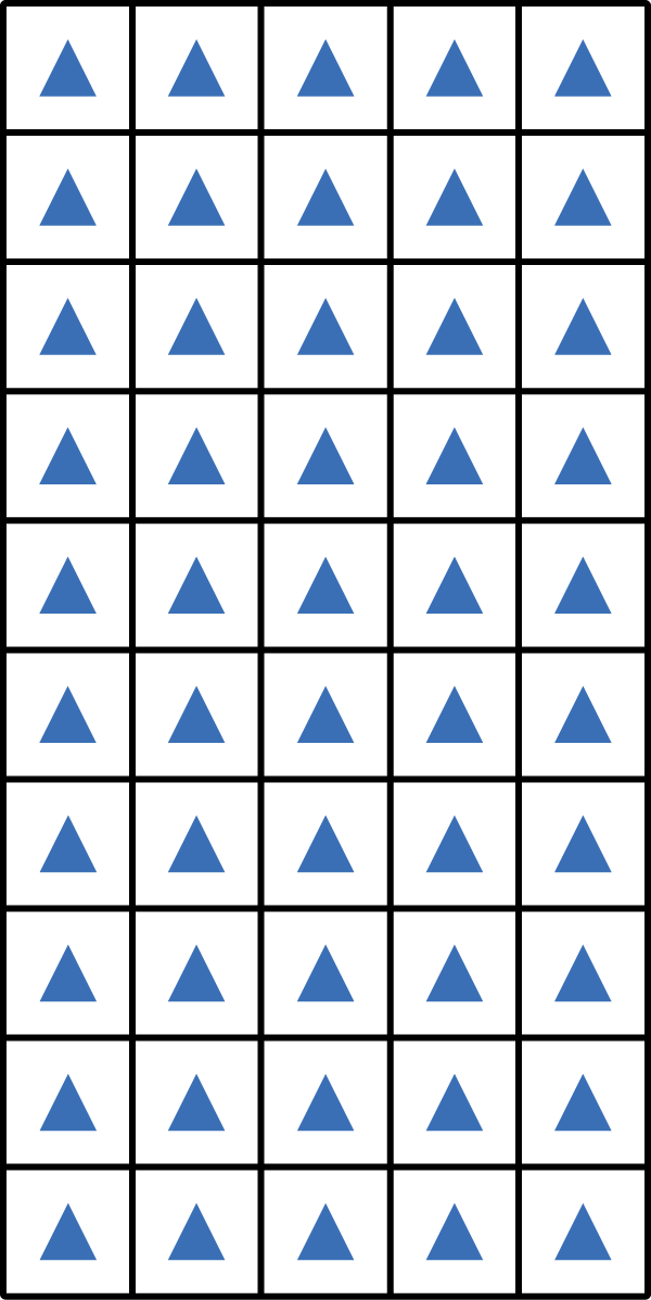 an array of 10 rows by 5 columns