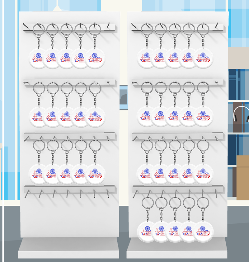 The key chain stand with 7 rows of 5 key chains
