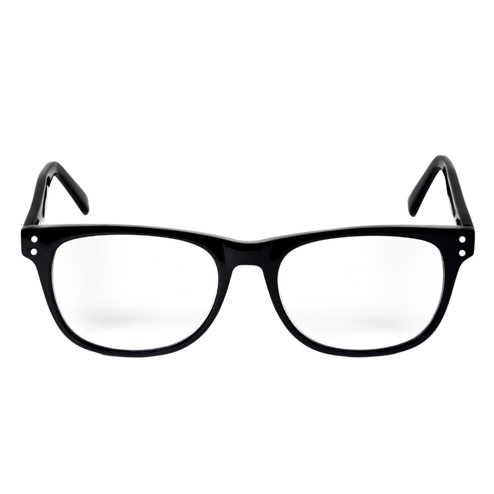 black framed reading glasses