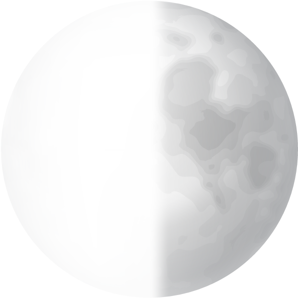 half of the moon is lit as a first quarter