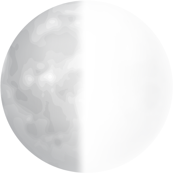 the left side of the moon is lit as a last quarter moon