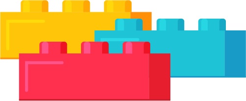 brightly colored Lego like building blocks