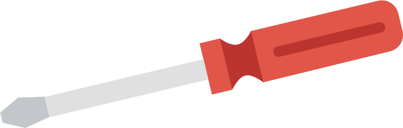 a silver screwdriver with a plastic handle