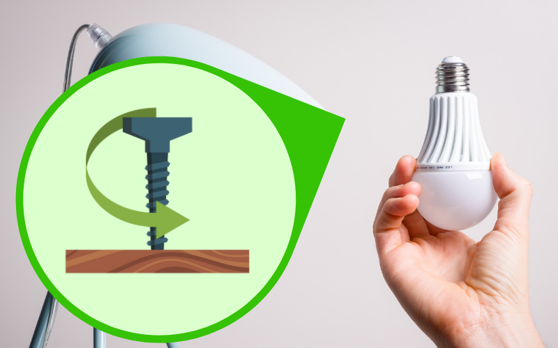 screw and light bulb