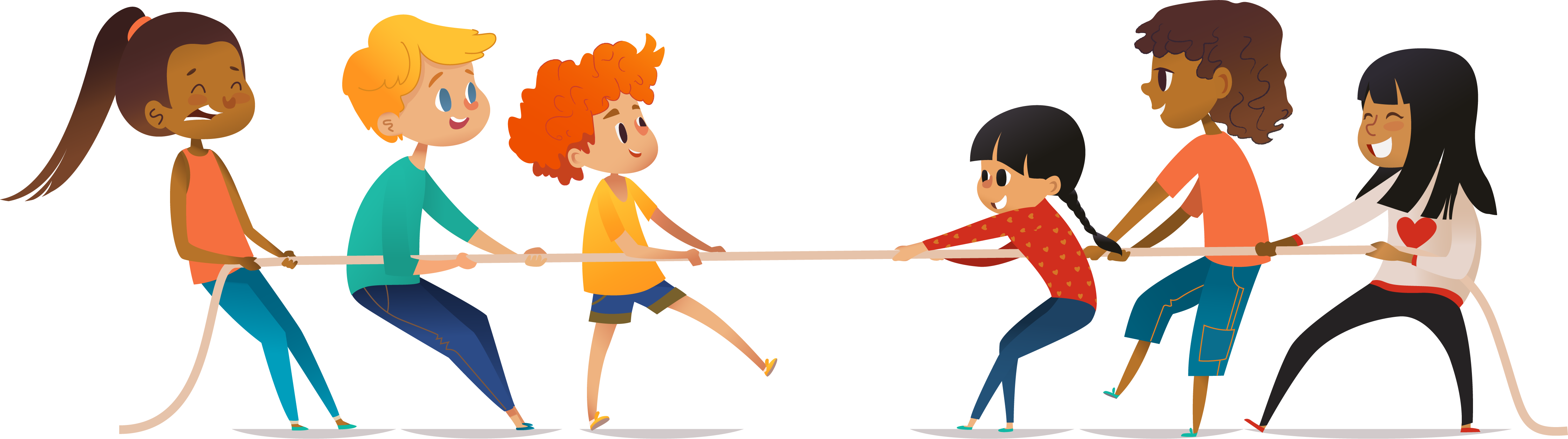 graphic of kids playing tug of war with a rope