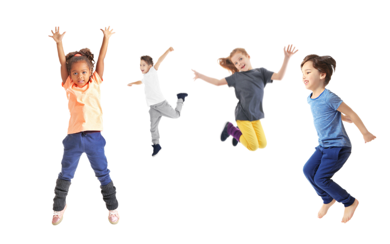 children moving and jumping.