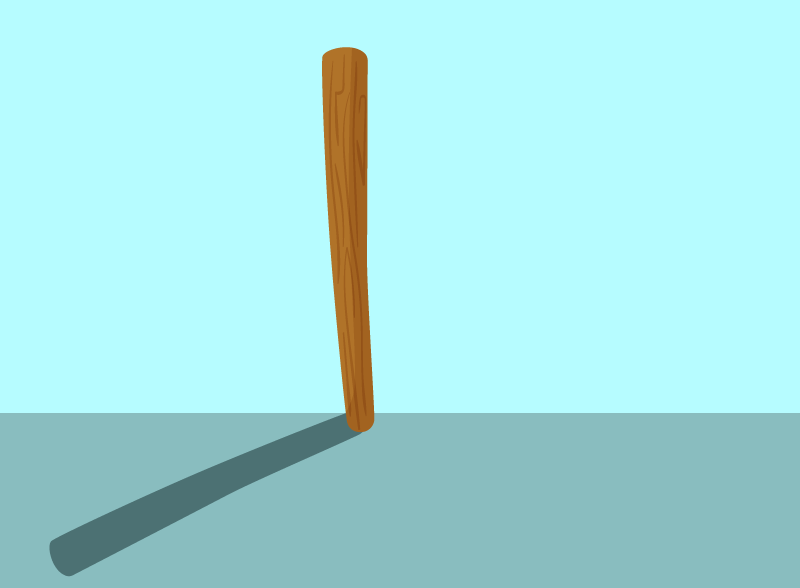 a stick in the ground making a long shadow to the left