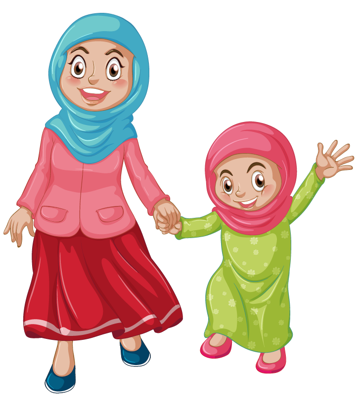 Kid waving while walking and holding the hand of an adult.