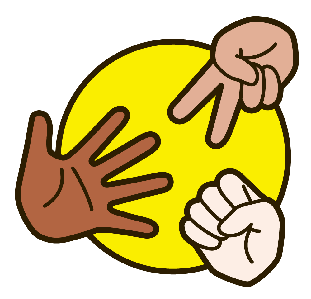 Hands playing rock, paper, scissors.