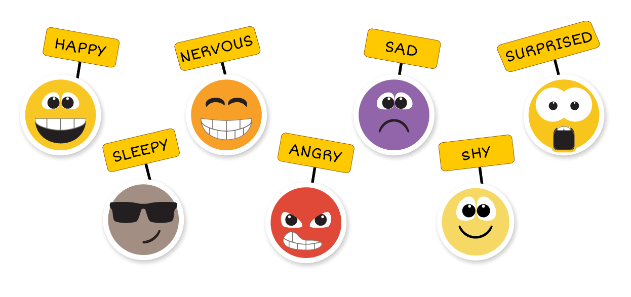 Faces showing different emotions.