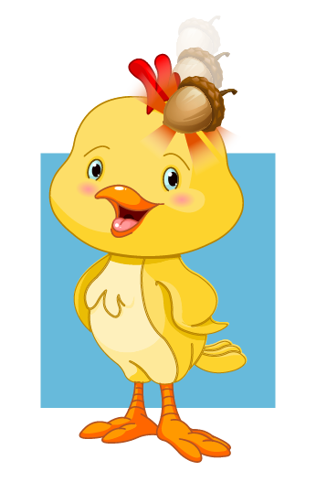 Chicken Little with an acorn falling on their head.