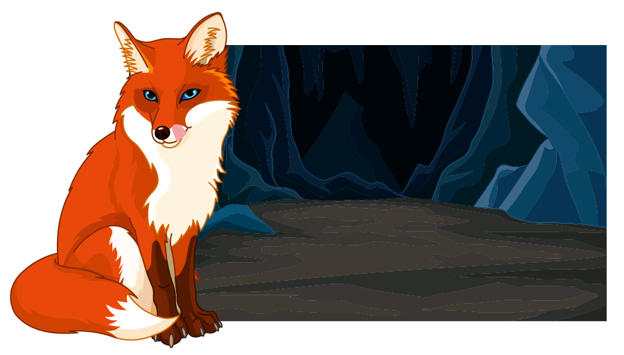 Foxy Loxy sitting outside of their cave.