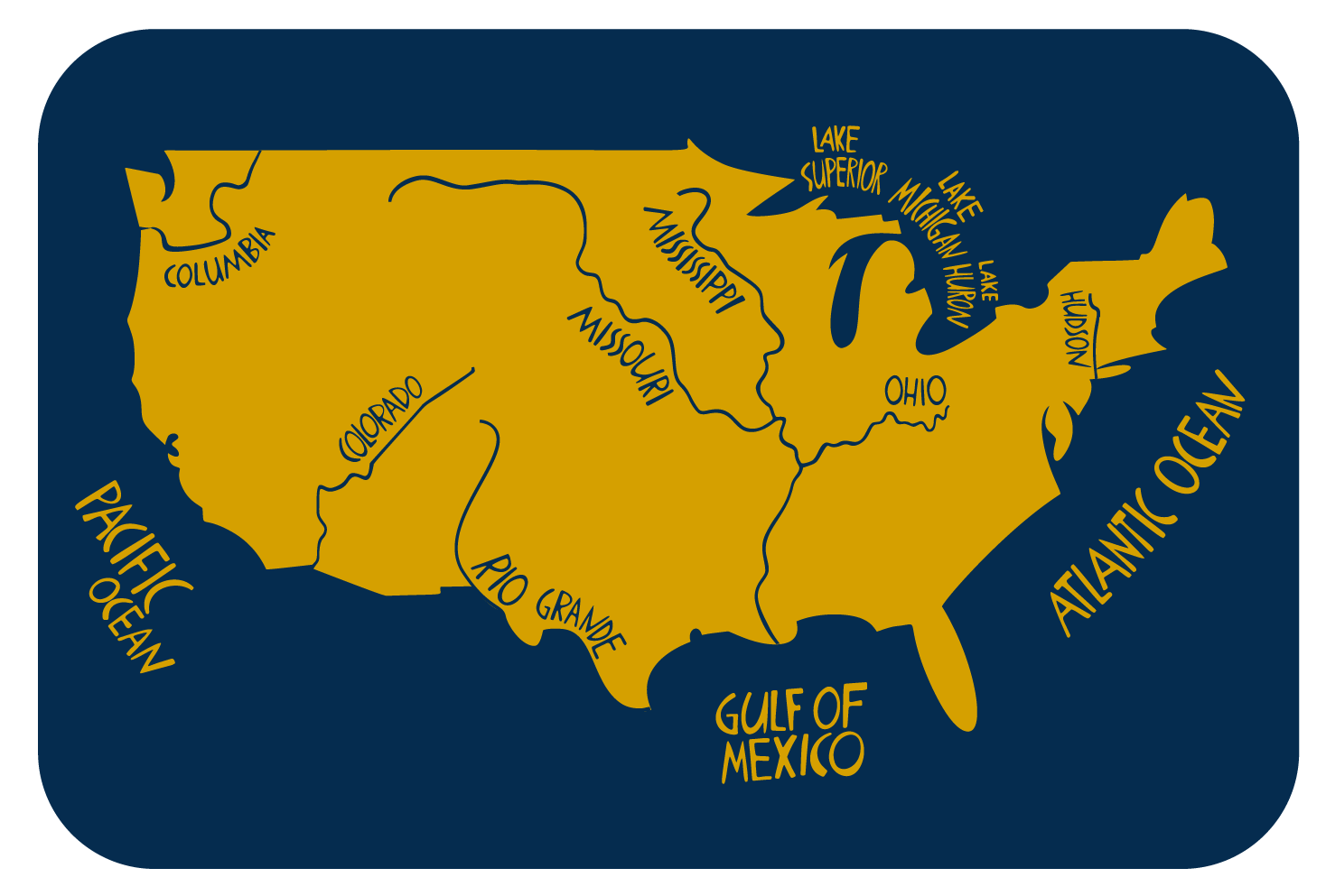 Illustrated map of the United States