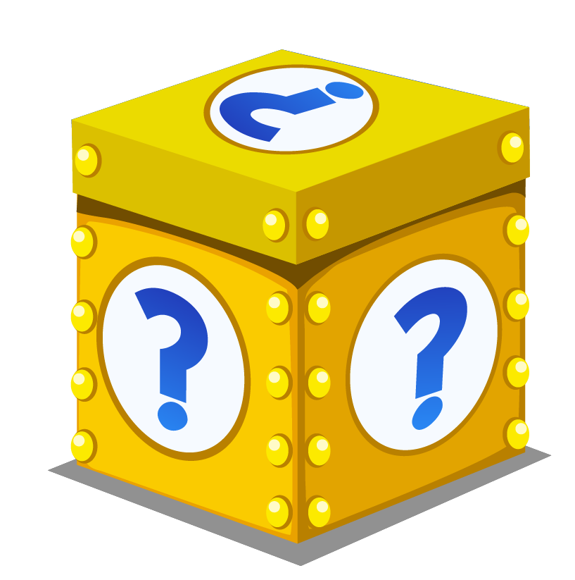 Yellow box with lights and question marks on it.