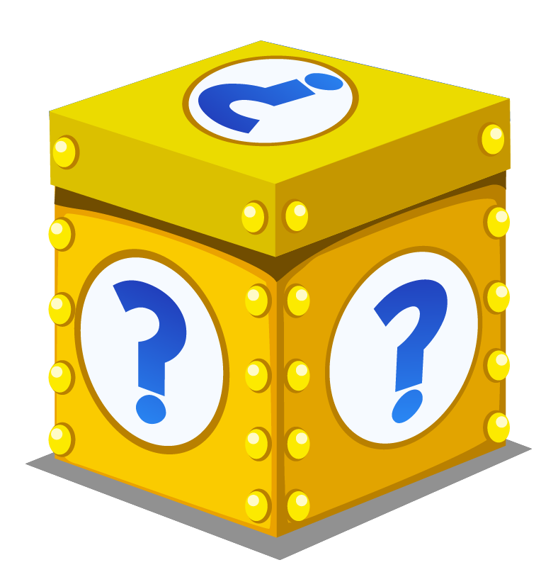 Yellow box with lights and question marks on it.