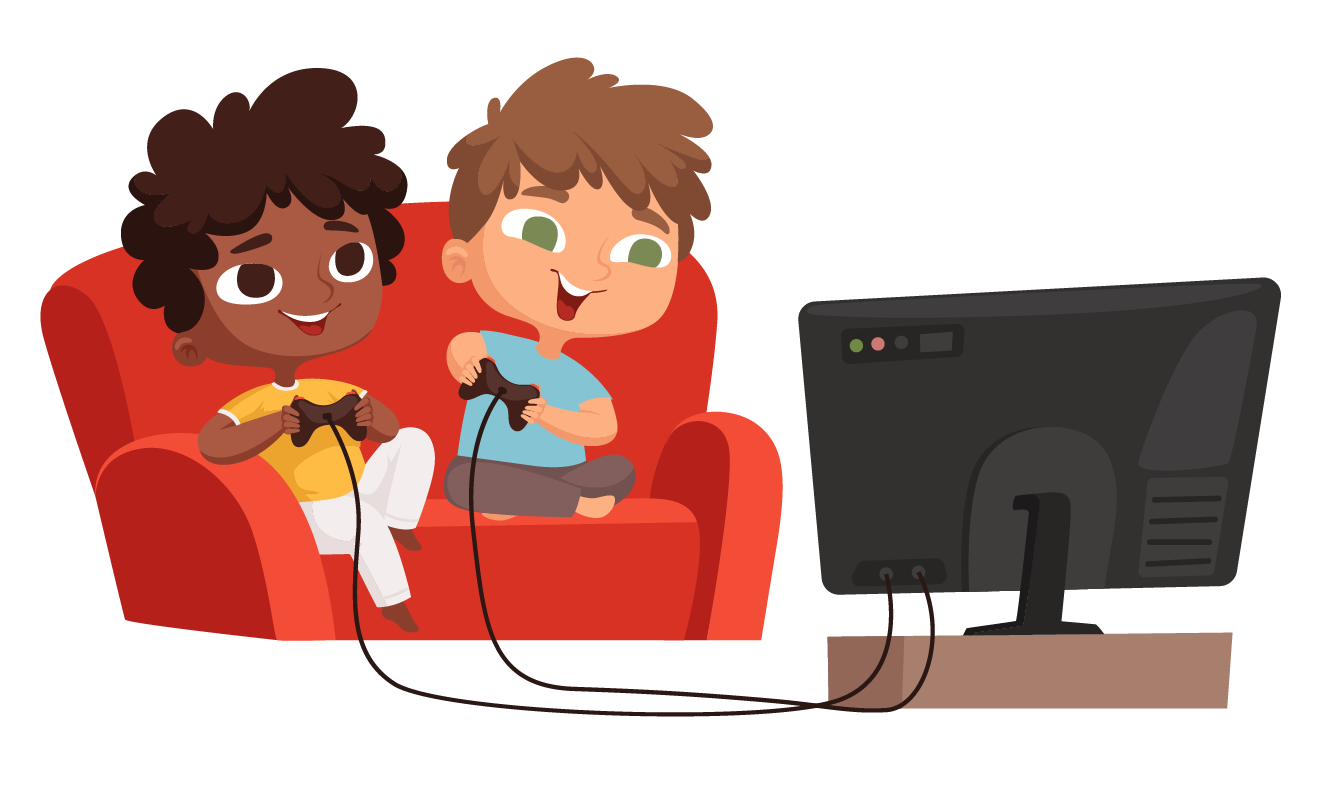 Kids playing video games.