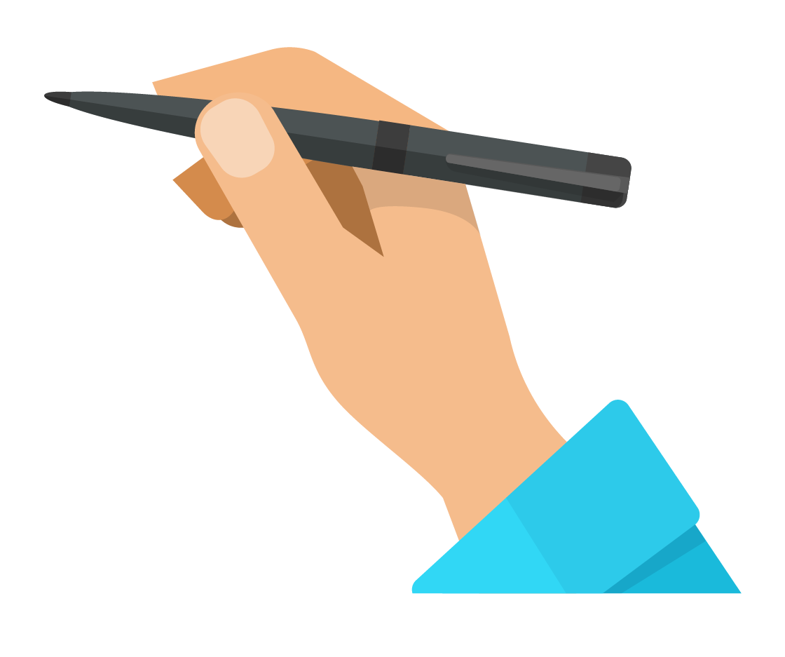 A hand writing with a ballpoint pen.