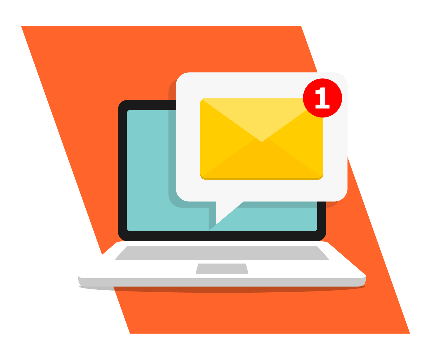 An email on a laptop.