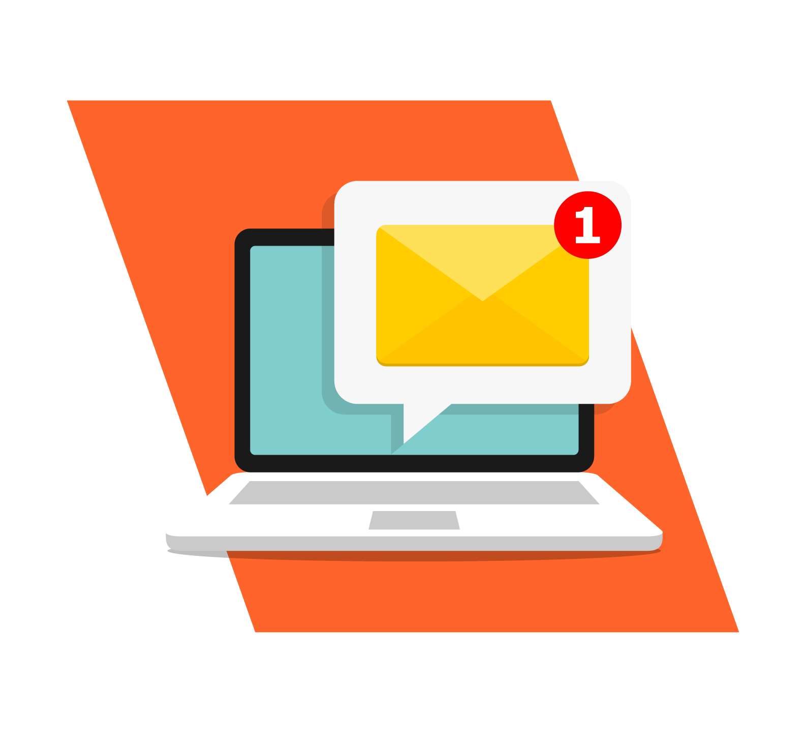 An email on a laptop.