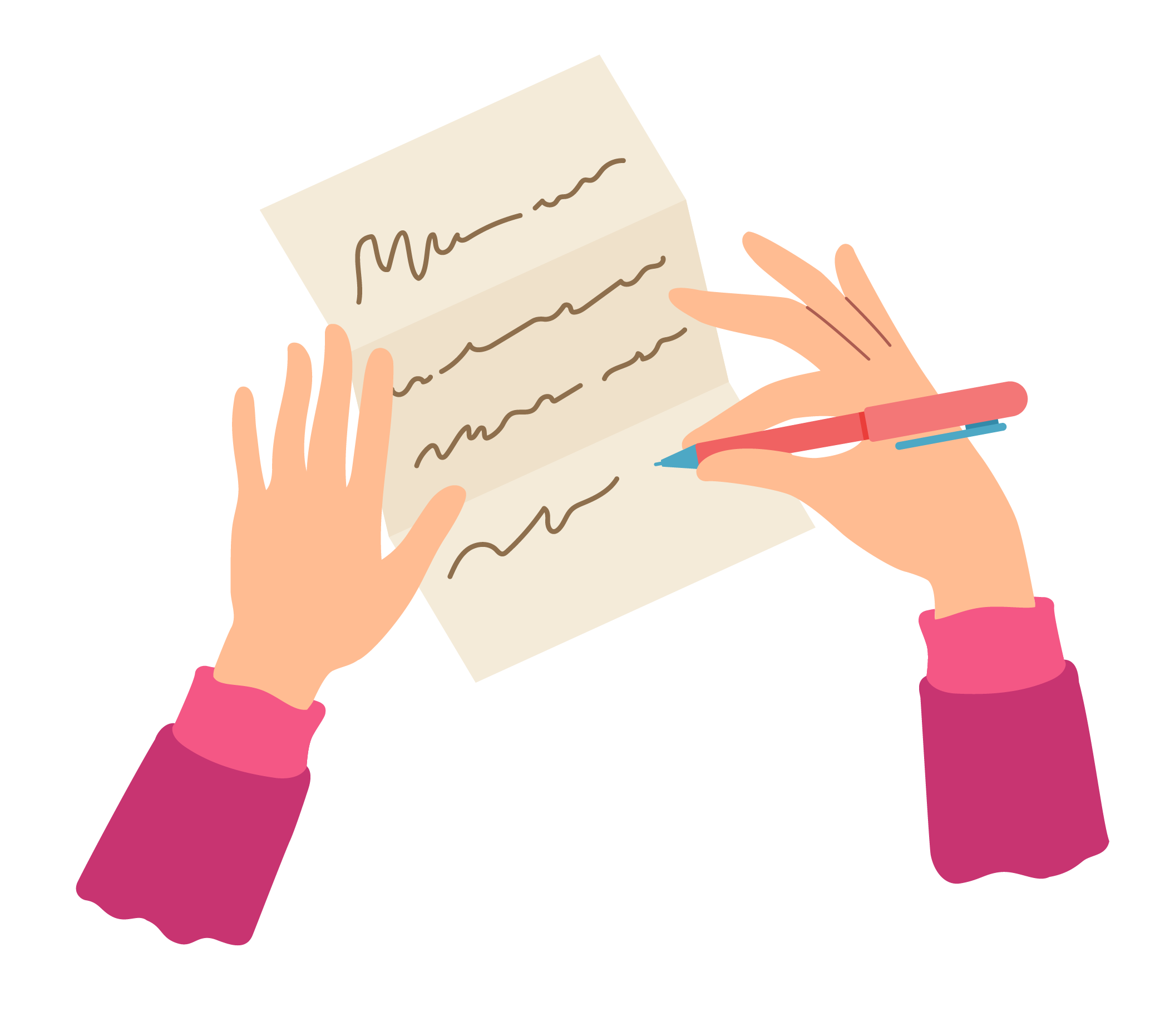 A hand writing with a ballpoint pen.