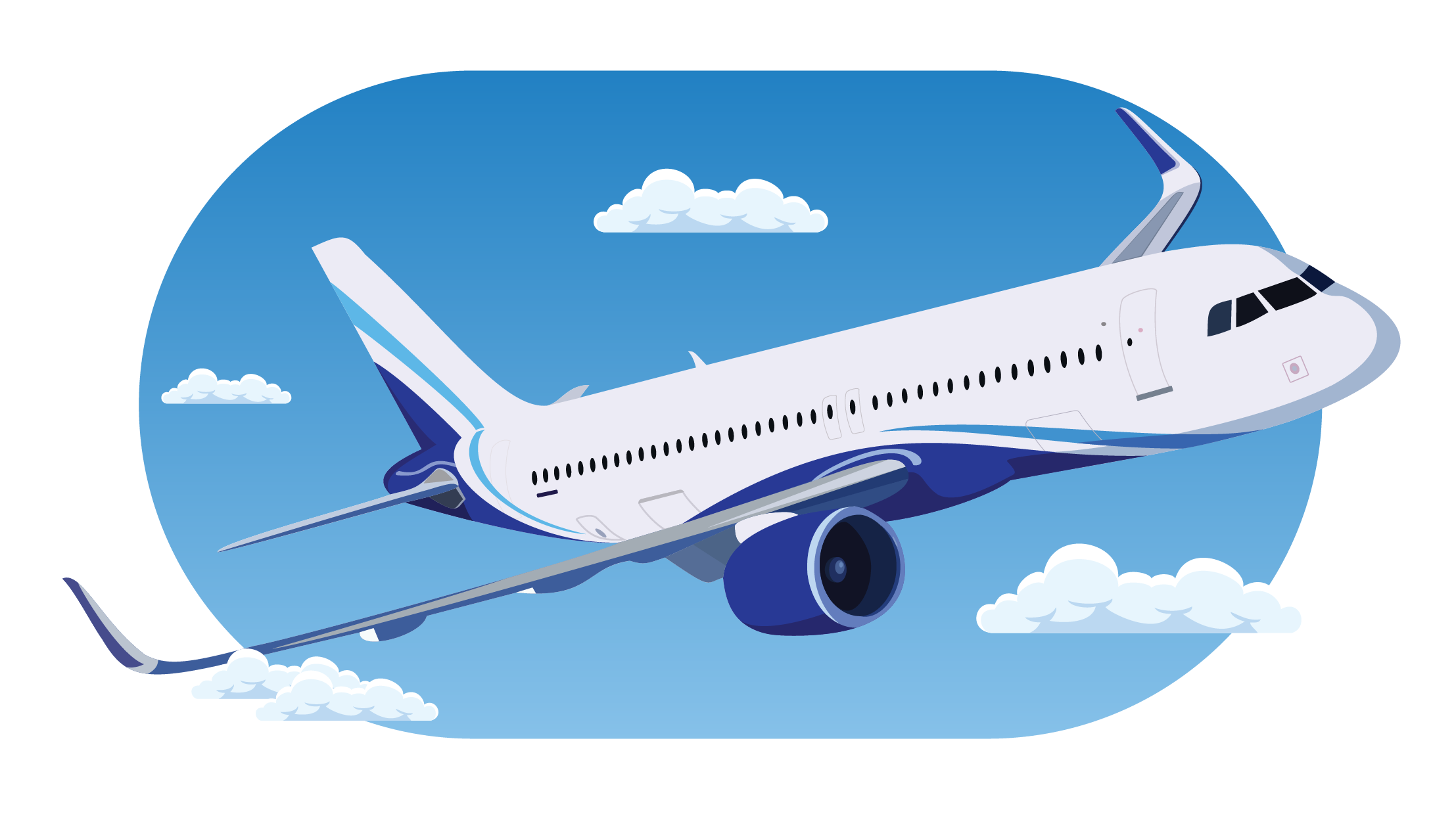 An airplane flying through the sky.