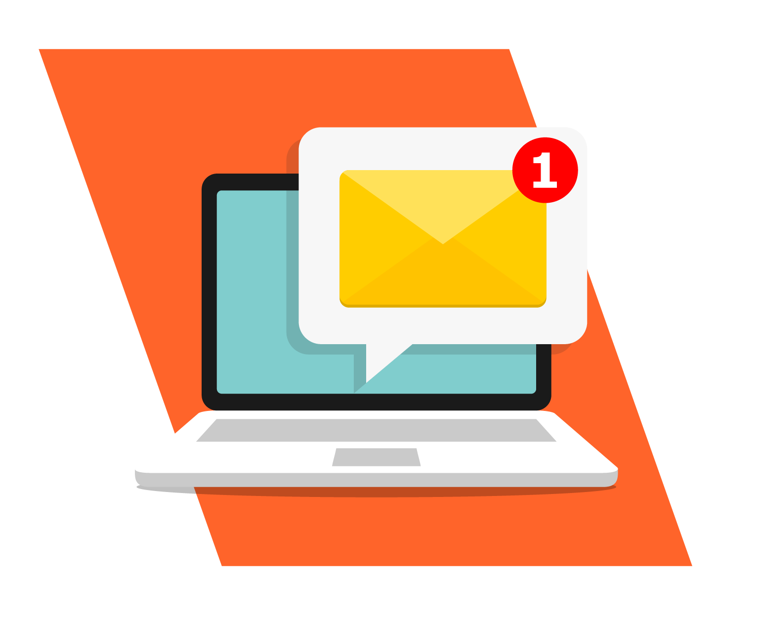 An email on a laptop.