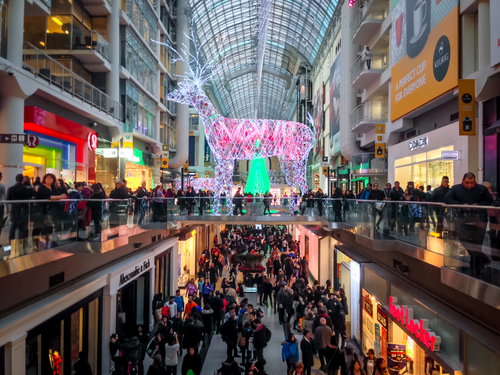 TORONTO - NOVEMBER 29: Shoppers visit the mall in Toronto, Canada on the Black Friday, November 29, 2013. - Image