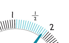 A dial from a scale displaying close to two pounds in weight.
