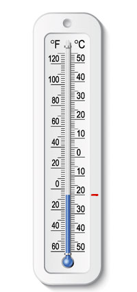 Thermometer with a reading of minus 20 Celsius.