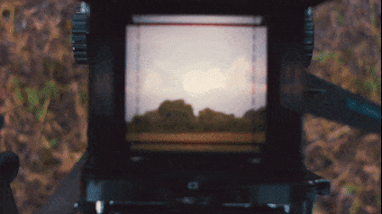 Camera viewfinder showing landscape