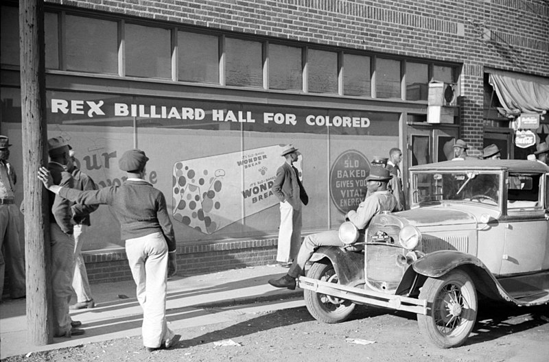 Black and White image of a Billiard Hall For 'Colored' people