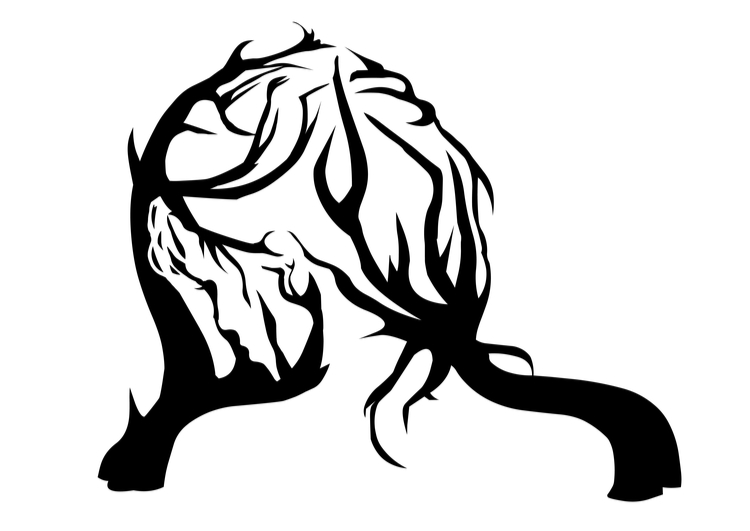 Trees as a girl, optical illusion, two meanings in one illustration, two images in one picture