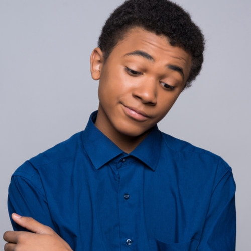 young man looking down