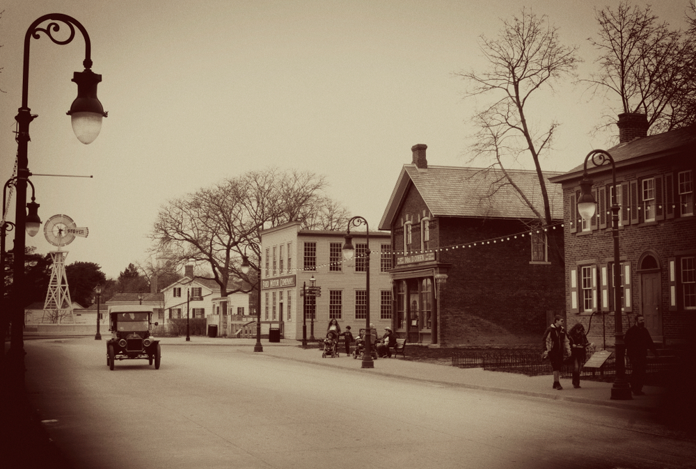 Dearborn, MI / USA - 04.21.2018 : Ford t model on the street of the old american style greenfield village vintage style