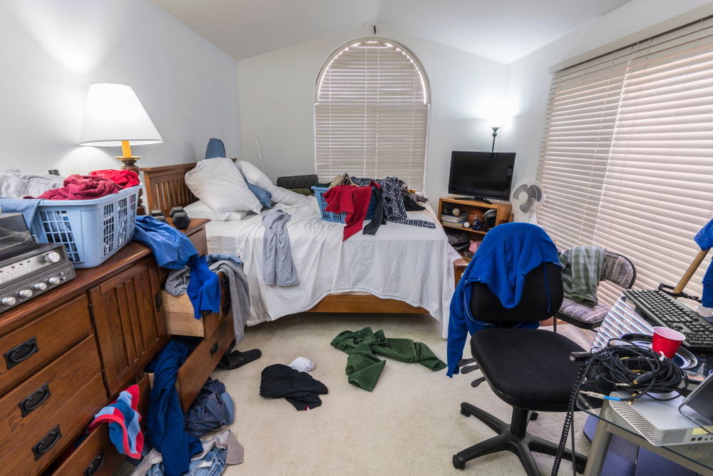 teenager's messy bedroom
