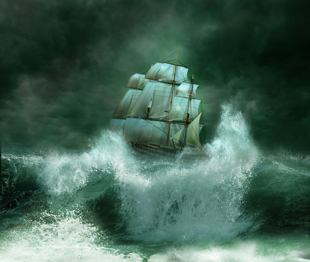 ship on rough seas
