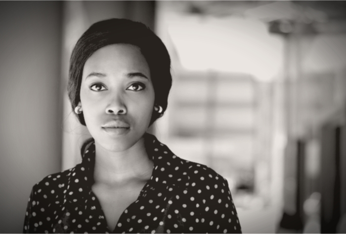 young woman looking very serious