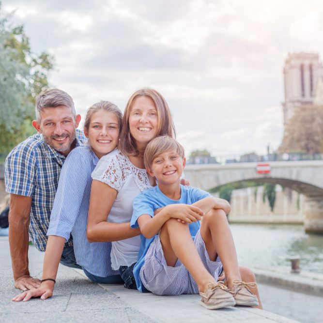 family of father mother daughter and son