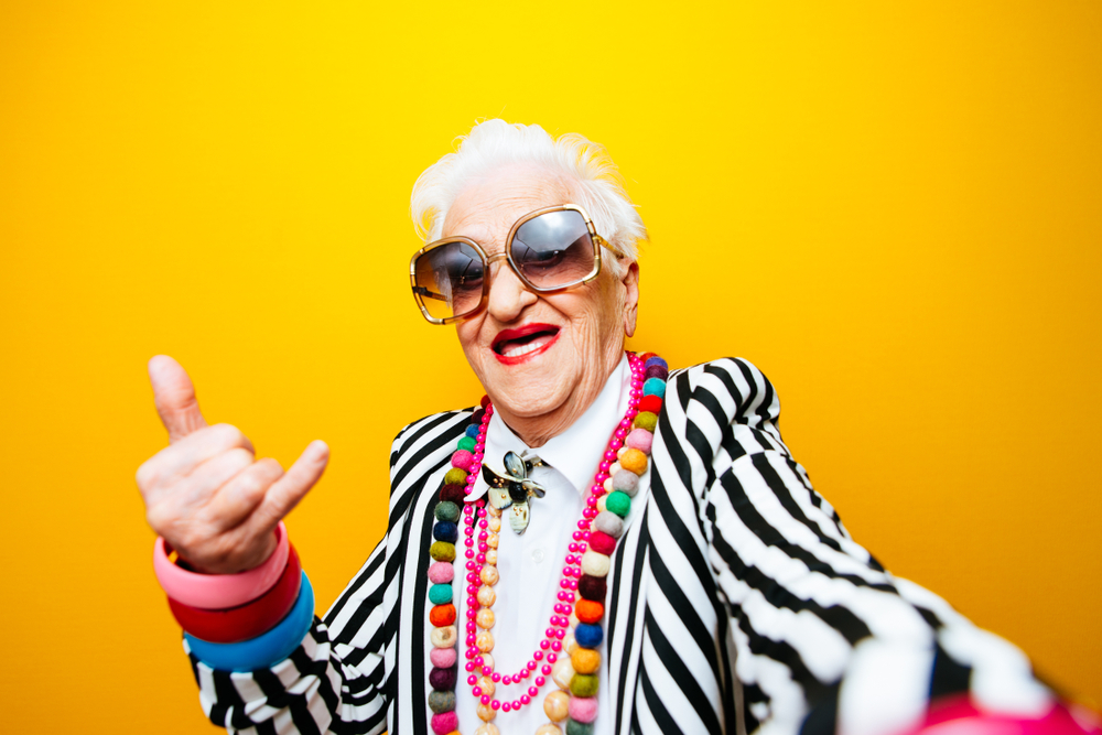 old lady happy and and dancing