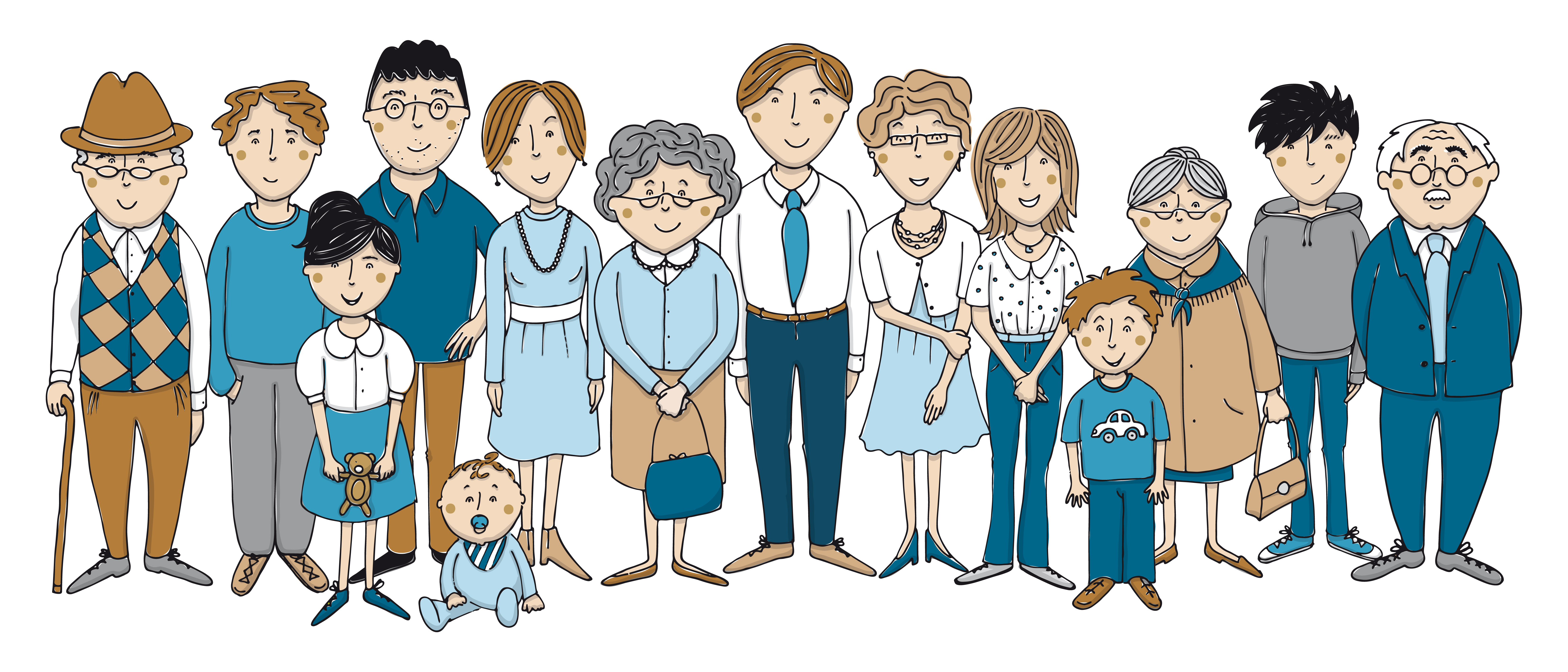 illustration of a large family