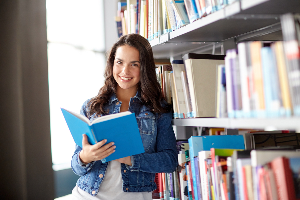 woman reading book