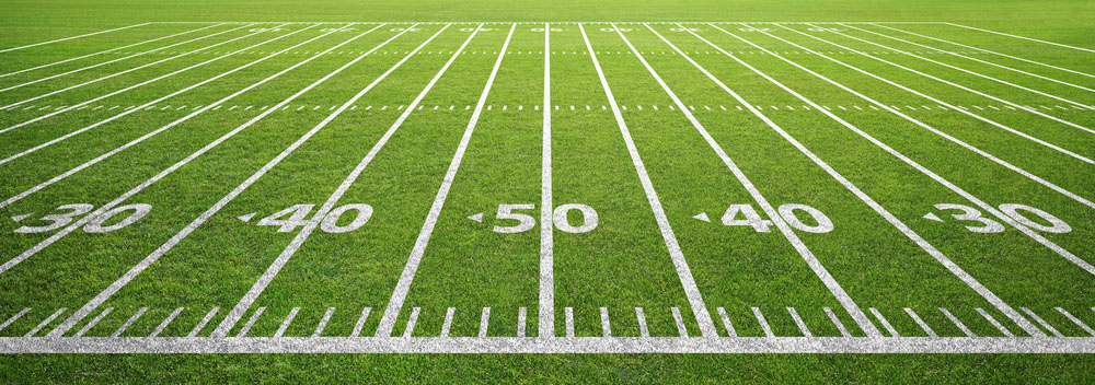 An American football field.