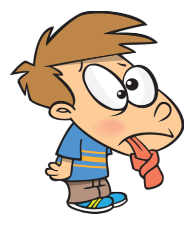 boy with his tongue tied