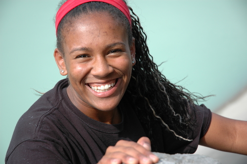 young woman, smiling