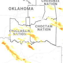 Regional Hail Map for Atoka, OK - Saturday, April 25, 2026