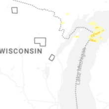 Regional Hail Map for Green Bay, WI - Sunday, June 28, 2026