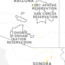 Regional Hail Map for Tucson, AZ - Saturday, July 25, 2026