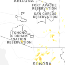 Regional Hail Map for Tucson, AZ - Monday, August 3, 2026