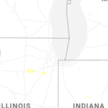 Regional Hail Map for Chicago, IL - Wednesday, August 12, 2026